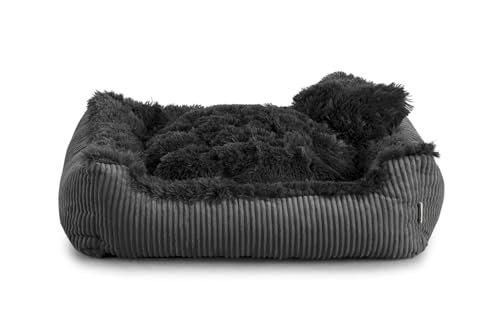 Gutekissen Shaggy Hundebett Mittelgroße Hunde - Hundekissen Waschbar - Farb- und Größenwahl (L - 90x75, Schwarz) von Gutekissen