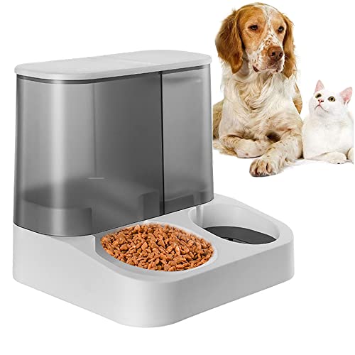 Guuyon Food Water Dispenser Cat and Dog Automatischer Katzenfütterer, Hundefütterer, Schwerkraftfütterer für Haustiere, 2 in 1 Schwerkraftfutter- und Wassernapf-Set für Katzen von Guuyon