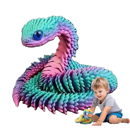 Guvbkfaw 3D Gedruckte Schlange, 3D Gedrucktes Schlangen Zappelspielzeug, Flexible 3D Kristallschlangengelenke, 3D Gedruckte Zappelschlange, 3D Druck Schlange Haustier Bewegliches Gelenk 60cm von Guvbkfaw