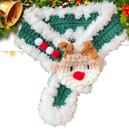 Guvbkfaw Weihnachts-Hundeschal,Hunde-Weihnachtsschals - Niedlicher weicher Haustierschal für Weihnachtskostüme,Verstellbarer Winter-Halswärmer für Hunde, Feiertags-Hundehalstücher für das tägliche von Guvbkfaw