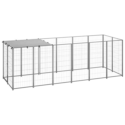 GuyAna Hundezwinger Silbern 330x110x110 cm Stahl KatzenkäFig Welpenauslauf Faltbar HundekäFig von GuyAna