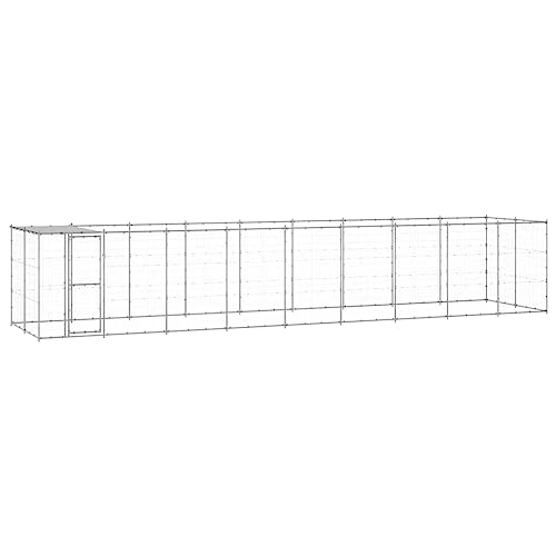 GuyAna Outdoor-Hundezwinger mit Überdachung Verzinkter Stahl 21,78 m² Dog Crate Kennel Mit Verkleidung von GuyAna