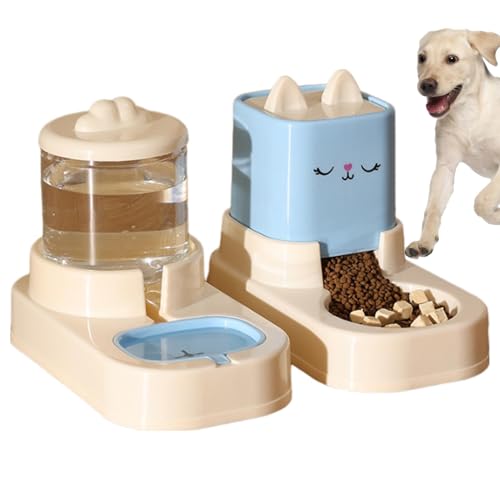 Automatic Cat Feeder and Water Dispenser, Auto Fill Cat Water Bowl, Anti-Slip Pet Waterer, Large Capacity Supplier, Cute Dog Feeding Bowls, 1.5L, 30x17.5x20.5cm von Gvblkq