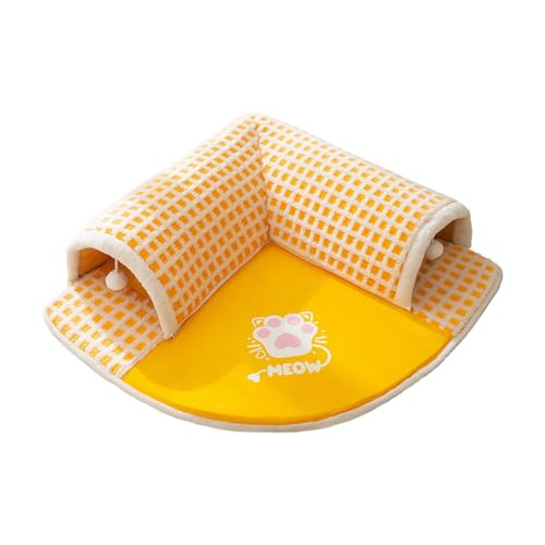 Carpet Tunnel for Indoor Cats, 2 in 1 Plush Cat Tunnel, Rug with Non Slip Bottom, Comfortable and Fun, Yellow Feline Hideaway and Toy for von Gvblkq