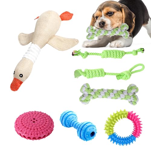 Gvblkq Beißspielzeug für Hunde für den Innenbereich, Kauspielzeug-Set für Hunde - 7 Stück Hundespielzeug zum Zahnen und Kauen - Mittelgroße bis große Hunde-Zahnknirschseil-Spielzeug für Schlafzimmer, von Gvblkq