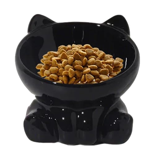 Gvblkq Ceramic Cat Dish, Elevated Cat Feeder, Anti-Vomiting Cat Bowl, Slanted Cat Food Dish, Neck Protection Cat Dish, Cat Feeding Bowl, Stylish Cat Dish, Small Cat Food Bowl, Kitten Feeding Dish von Gvblkq