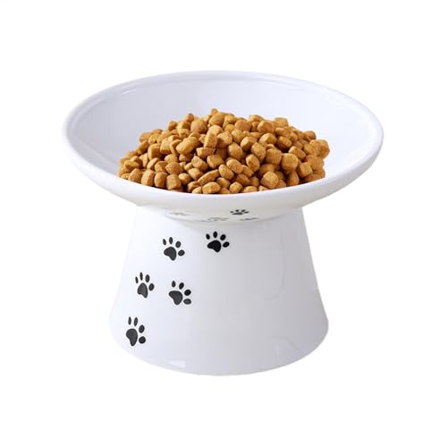 Gvblkq Erhöhte Keramik-Katzennäpfe, rutschfester Futternapf für Haustiere, modern, erhöhter Futternapf für Katzen, Hunde, spülmaschinen- und mikrowellengeeignet, 11 x 11 x 7,5 cm von Gvblkq