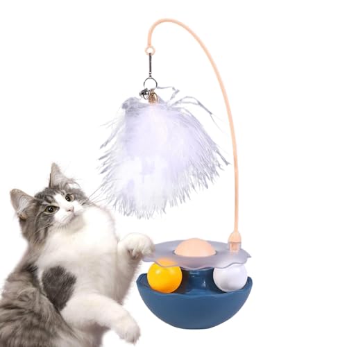 Gvblkq Interactive Cat Feather Toys, Pet Toy with Exercise Balls, Teaser Bells for Cats, Interactive Kitten Toys, Roller Tracks for Cats, Catnip for Indoor Cats, Kitten Exercise Toys, Cat Toy with B von Gvblkq