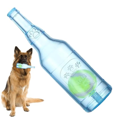 Gvblkq Interaktives schwimmendes Quietschspielzeug, Zahnende Tennisflasche mit Tennisball im Inneren, Haustierzubehör für kleine und mittelgroße Hunde, Spielzubehör, langlebiges und sicheres Design von Gvblkq