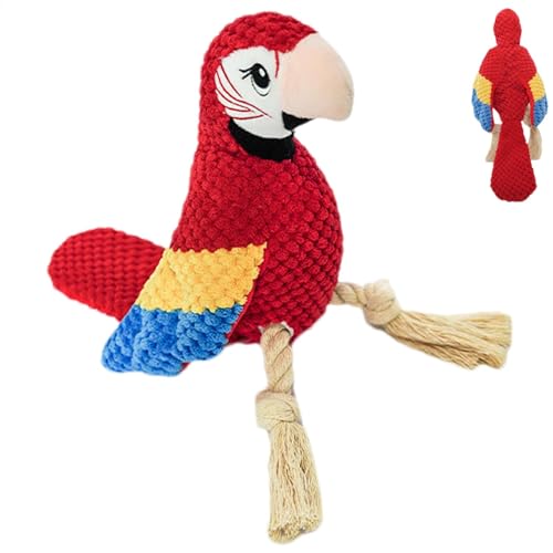 Gvblkq Parrot Squeaky Dog Toy, Chew Rope Dog Toy, Interactive Dog Toys, Stuffed Dog Chew Toy, Small Dog Squeaky Toy, Medium Dog Chew Toy, Dog Enrichment Toys, Squeaky Parrot Toy for Dogs, Rope Dog von Gvblkq