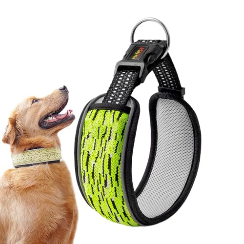 Gvblkq Reflektierendes Hundehalsband, strapazierfähig, gepolstert für Welpen, reflektierendes Streifen-Design, verbesserte Sichtbarkeit, verstellbare Halskette, ideal für den Innen- und Außenbereich von Gvblkq