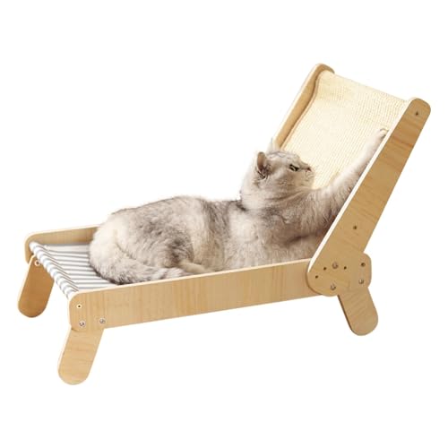 Gvblkq Sisal Cat Hammock, Elevated Scratcher Bed, Adjustable Lounge Cats, 4-Position Adjustable Design, Large Size for Small and Medium Kittens, Ideal for Indoor Use, Solid Wood Frame von Gvblkq