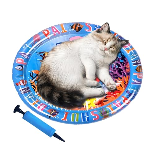 Gvblkq Wasser-Sensormatte für Haustiere, sensorische Wasser-Spielmatte für Katzen,Kätzchen-Sensormatte - Katzenspielzeug für gelangweilte Wohnungskatzen, Innovative Wassersensormatte für Katzen, von Gvblkq