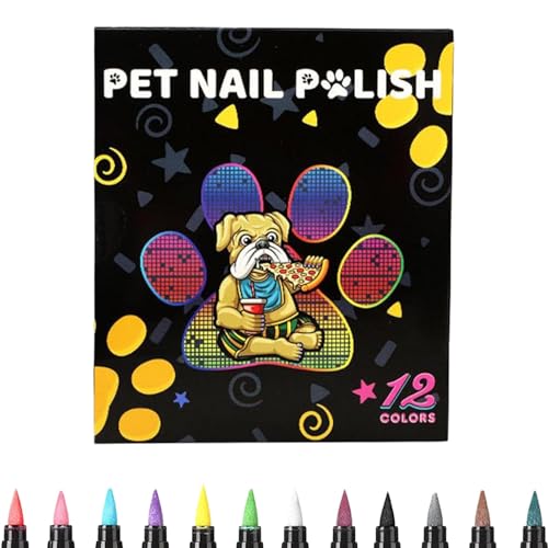 Haustier-Nagellack für Katzen, schnell trocknender Hunde-Nagellack, Nagellackstifte für Haustiere, 12 Farben Haustier-Nagellack, benutzerfreundlicher Katzen-Nagellack, Katzen-Nagellack-Set, Hunde-Nage von Gvblkq