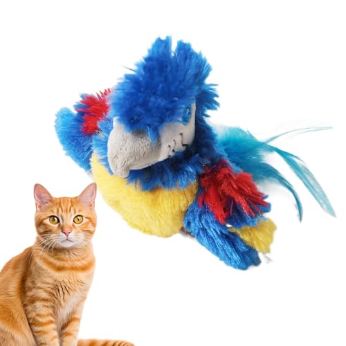 Interactive Bird Cat Toy, Plush Cat Toy Bird That Flaps, Plush Parrot Flapping Wings Catnip Toys, 18.5Cm/7.3 Inches Touch Activated Kitten Toy for All Breeds, Fun Interactive Cat Toy, Parrot Flapping von Gvblkq