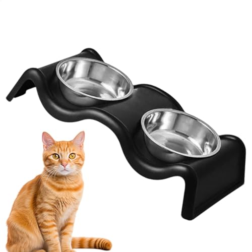 Pet Feeder Bowls, Futter & Wasser Fütterung Doppelschüsseln für Katze, Haustierbedarf Haustier Schüssel für Welpen Katzen Doppelte Pet Feeder Schalen für Katzen, Futter & Wasser Futternäpfe von Gvblkq