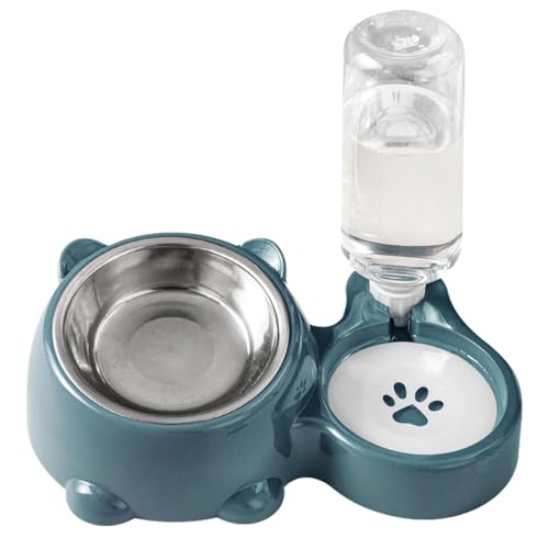 Pets Water Food Bowl Set, Double Feeder Dispenser for Cats, Dogs, Tilted Pet Bowls, Non-Slip Base, Food and Water Station for Small to Medium Animals, Elevated Feeding Solution von Gvblkq