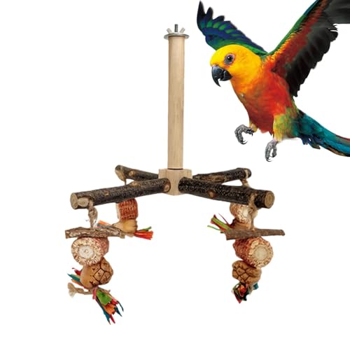 Rotating Bird Perch Toy, Wooden Parakeet Climbing Swing, Cage Exercise Gym Accessory for Lovebirds, Conures, Small Birds, Multi-Functional Design, 9..06x9.06x7.09 inches von Gvblkq