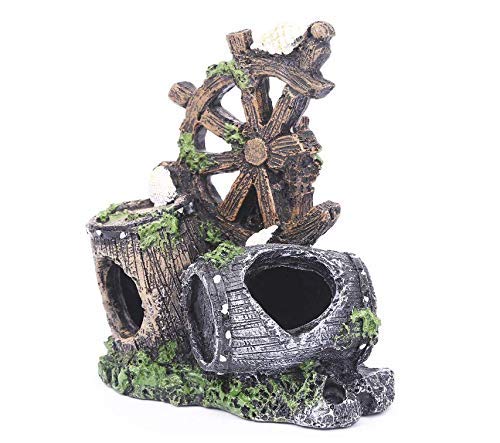 Gwill Gebrochenes Ruder Gebrochenes Fass Aquarium Fishbowl Ornament Aquarium Harz Dekorationen Aquatic Caves Hide Hütte 5.5 'Hoch von Gwill