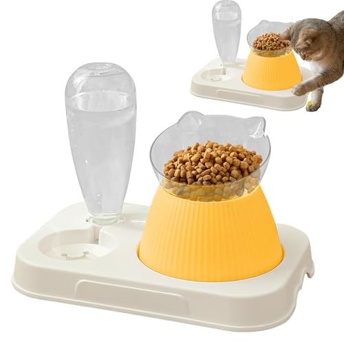 Gwtdtoad Katzenfutter und Wasserschale, Haustierschalen Katze - 15 Grad geneigte Katzen -Fütterungsschale Automatische Feeder,Füttern Station abtrennbare kleine Hundebläsen für Haustierpuppenkätzchen von Gwtdtoad