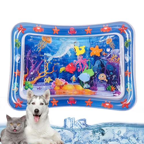 Gwtdtoad Sensorische Wasser Spielmatte Für Katzen, Sommer Wassersensorische Spielmatte, Katzen-Wasser-Spielmatte, Verdickte Wassermatte Für Katzen Und Hund Interaktives Katzenspielzeug Wassermatte von Gwtdtoad