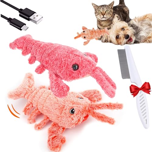 Gyagalre Floppy Lobster Interactive Dog Toy, Lobster Interactive Dog Toy, Floppy Lobster Dog Toy, Lobster Dog Toy (Pink+Orange) von Gyagalre