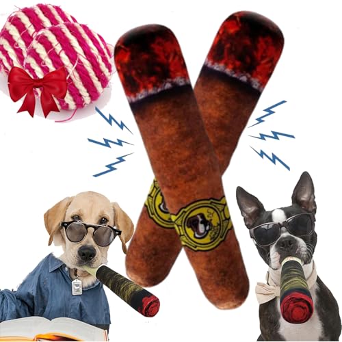 Gyagalre Hundespielzeug für Zigaretten, lustiges Hundespielzeug, quietschendes Hundespielzeug zur Zahnreinigung, Tier-Zigaretten-Stil, cool gefüllt (A*2) von Gyagalre