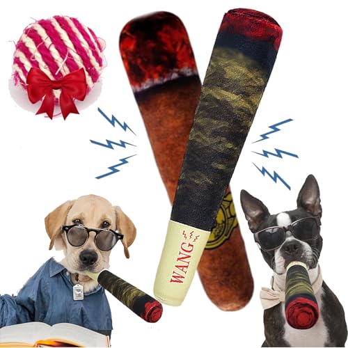 Gyagalre Hundespielzeug für Zigaretten, lustiges Hundespielzeug, quietschendes Hundespielzeug zur Zahnreinigung, Tier-Zigaretten-Stil, cool gefüllt (A+B) von Gyagalre