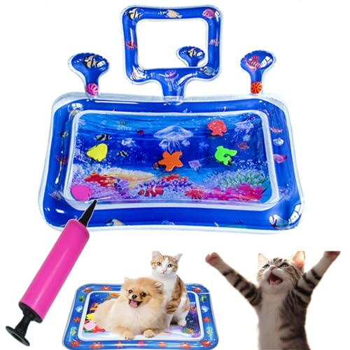 Gyagalre Sensorische Wassermatte Für Haustiere, Summer Cat Water Mat, Water Cat Mat, Cat Water Play Mat with Fish/Mat Toy, Pet Water Bed (Color-8) von Gyagalre