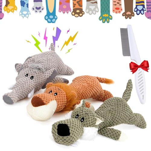 Gyagalre Wowpetsmart Invincible Chewanimals, Wowpetsmart for Heavy Chewers, Wowpetsmart Dog Toys, Calming Duck Toy for Dogs by Wowpetsmart (Fox+Lion+Elephant) von Gyagalre