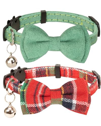 Gyapet Halsband für Katzen und Haustiere, mit Glocke, Fliege, Blumen-Schleife, abnehmbar, verstellbar, Sicherheit, Welpen, 2 Stück von Gyapet