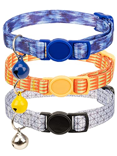 Gyapet Katzenhalsband, Sicherheitshalsband mit Glöckchen, 3-teiliges Set, verstellbare geometrische Muster, Drucke, für Mädchen und Jungen, Farbe 3 von Gyapet