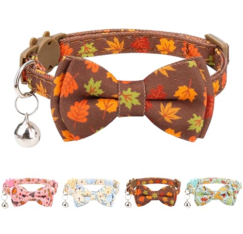 Gyapet Katzenhalsband für Thanksgiving, Fliege, Glocke, Kürbis, Truthahn, Ahornblatt, Jungen, Mädchen, Kätzchen, Sicherheit [1 Stück] Ahornblatt A von Gyapet