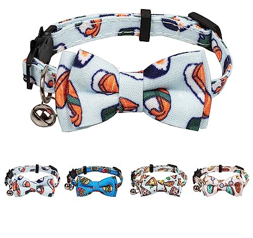 Gyapet Katzenhalsband mit Fliege und Glöckchen, Sicherheitsschnalle, abnehmbar, 17,8–27,9 cm, bewegliches verstellbares Futter für Sushi von Gyapet