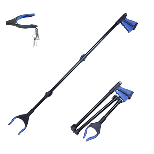 Gyios 110cm Greifzange für Senioren Müllzange Aluminium,Greifzange Lang,Faltbare Greifer mit Magnetspitzen,Greifhilfe,Greifarm Menschen mit Behinderung,Abfallsammlung (blau) von Gyios