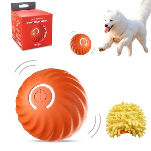 Gytera selbstrollender Ball Hund, Interaktives hundeball elektrisch LED hundespielzeug Ball, smart Active Rolling Ball Hund mit Type-c-Kabel für Hunde Spielen für langeweile drinnen draußen von Gytera