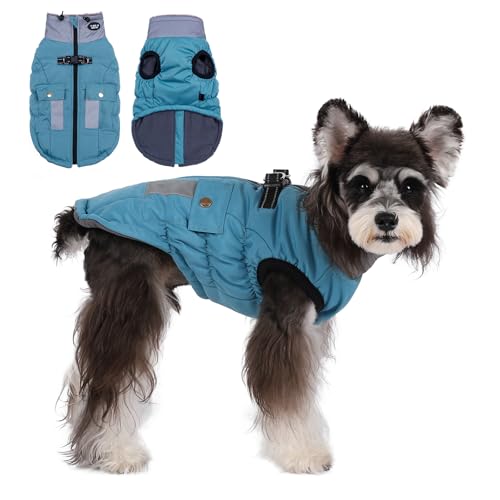 Gyuzh Hundemantel Jacke Weste Kleidung Hundegeschirr Mantel Verstellbare Reflektierende Hundejacken mit Taschen und Kunstpelzkragen Winter wasserdichte Hundemäntel für kleine, mittelgroße und große von Gyuzh