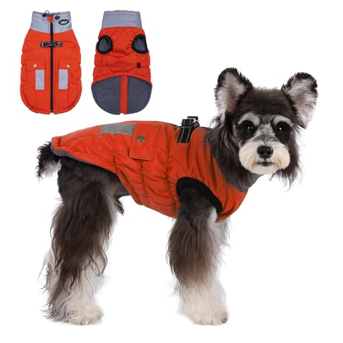 Gyuzh Hundemantel Jacke Weste Kleidung Hundegeschirr Mantel Verstellbare Reflektierende Hundejacken mit Taschen und Kunstpelzkragen Winter wasserdichte Hundemäntel für kleine, mittelgroße und große von Gyuzh