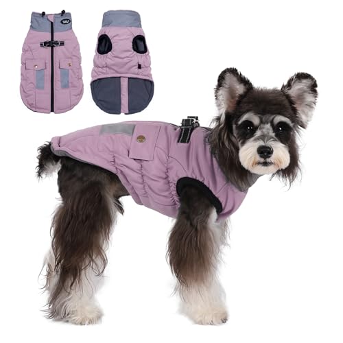 Gyuzh Hundemantel Jacke Weste Kleidung Hundegeschirr Mantel Verstellbare reflektierende Hundejacken mit Taschen und Kunstpelzkragen Winter wasserdichte Hundemäntel für kleine, mittelgroße und große von Gyuzh