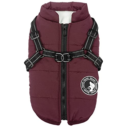 Gyuzh Hundemantel mit Geschirr Winter Hundemantel Fleece Hundejacke Wasserdichter Hundemantel Reißverschluss Hundejacke Welpenmantel Kleine Hundekleidung Hundemantel mit reflektierendem Geschirr für von Gyuzh