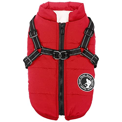 Gyuzh Hundemantel mit Geschirr Winter Hundemantel Fleece Hundejacke Wasserdichter Hundemantel Reißverschluss Hundejacke Welpenmantel Kleine Hundekleidung Hundemantel mit reflektierendem Geschirr für von Gyuzh