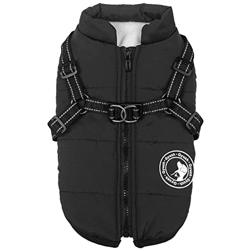 Gyuzh Hundemantel mit Geschirr Winter Hundemantel Fleece Hundejacke Wasserdichter Hundemantel Reißverschluss Hundejacke Welpenmantel Kleine Hundekleidung Hundemantel mit reflektierendem Geschirr für von Gyuzh