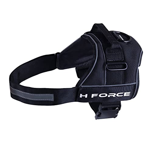 H Force No-Pull Hundegeschirr, robuste Haustierweste, um Zerren, Ziehen oder Ersticken, Training, für einfaches Gehen und Training, einfaches An- und Ausziehen (schwarz, mittel) von H Force