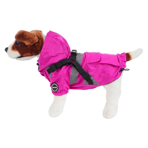 Wasserdichter Hunderegenmantel, Hundemantel für Kleine und Mittelgroße Hunde, Winddichte Hundejacke mit Ring für Geschirr - Fuchsie, S von H HANSEL HOME