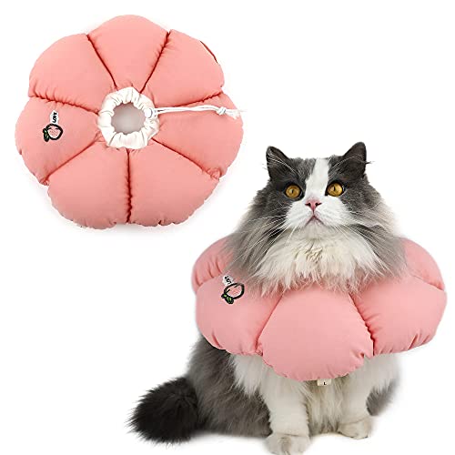 HiDREAM Katzen-Kegelhalsband, süßes wasserdichtes Elisabethanisches E Halsband für Katzen, Anti-Biss Leck, Wundheilung, Sicherheitshals-Katzenhalsband, Größe L, rosa Blume, Sall-Season-Stil von H HIDREAM