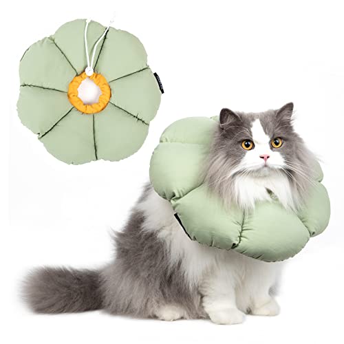 Katzen-Kegelhalsband, niedliches, wasserdichtes Katzen-Halsband, Anti-Biss-Leck-Wundheilung, Sicherheitshalsband für Katzen, grüne Blume, Ganzjahresstil von H HIDREAM