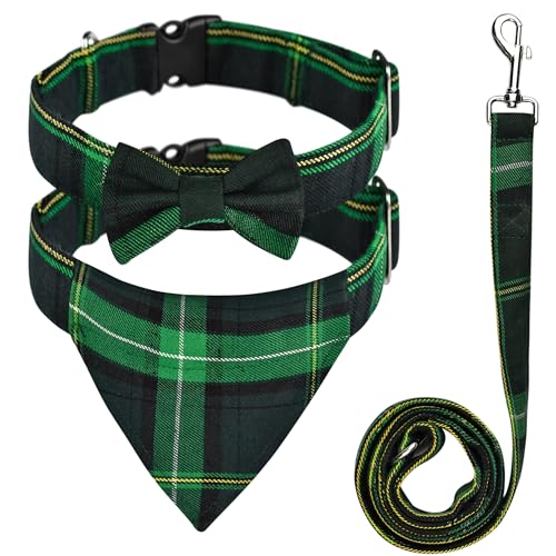 Hundehalsband und Leine, Schottenkaro, Fliege und Halstuch, Hundeleine, verhedderungsfrei, verstellbare Halsbänder, traditionelle Hundeleine zum Gehen und Trainieren (keltisch) von H HIGHLAND REDSTONE