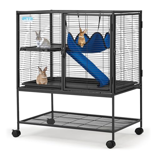 HABUTWAY Großer Frettchenkäfig aus Metall, 91,9 cm hoch, 2-stöckig, Kleintierkäfig für Ratten/Chinchillas, 1,3 cm Gitterabstand für Frettchen, Kleintierkäfig mit abnehmbarer Rampe und Plattform von HABUTWAY