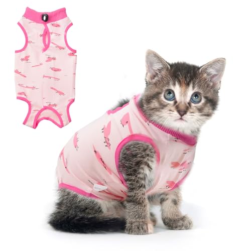 HACRAHO Cat Recovery Suit, 1 Pack Pink Fox Recovery Suit for Cat Cat Wund Surgery Recovery Suit for Cats Kitten, S von HACRAHO