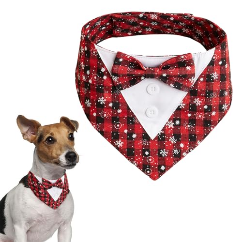 HACRAHO Christmas Dog Smoking Bandana, 1 Pack Adjustable Plaid Christmas Dog Lätzchen Triangle Bandana Tux Dog Bandana for Christmas for Small Medium Dogs, M von HACRAHO